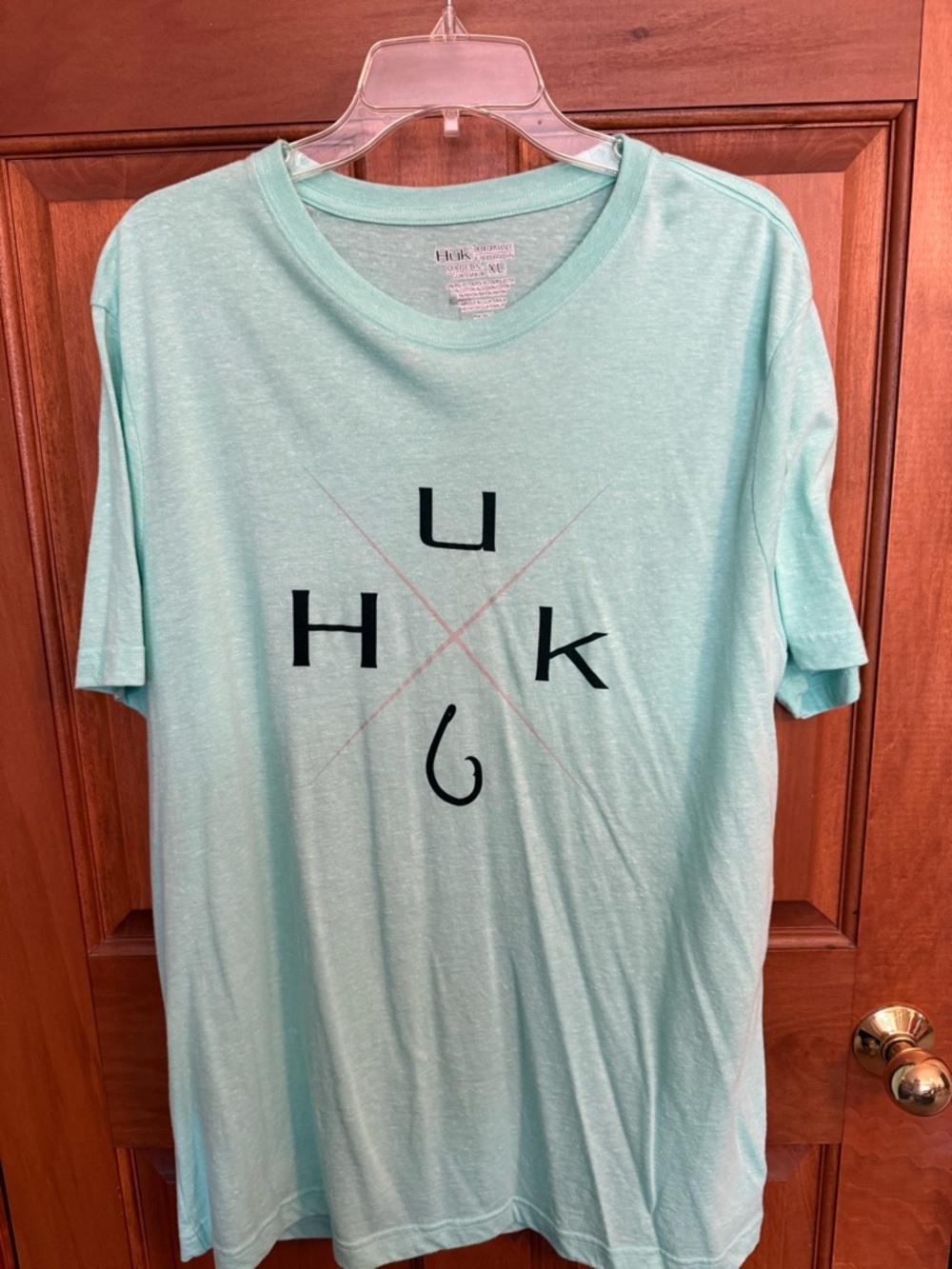 Huk Seafoam Green Performance Tee with Black Print